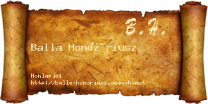 Balla Honóriusz névjegykártya